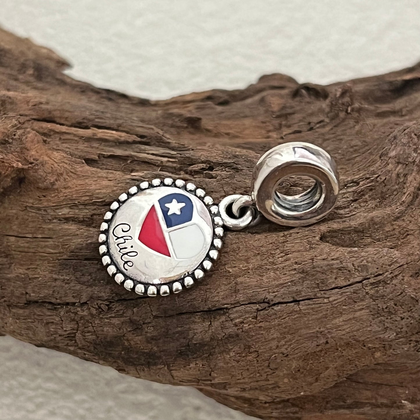 Chile Flag Exclusive Dangle Charm for Pandora Bracelet