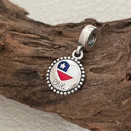 Chile Flag Exclusive Dangle Charm for Pandora Bracelet