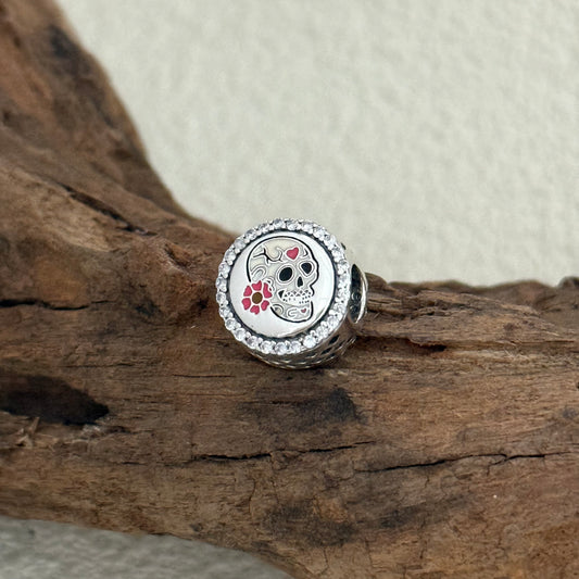 Day of the Dead White Sugar Skull Exclusive Bead Charm S925 Silver for Pandora Bracelet