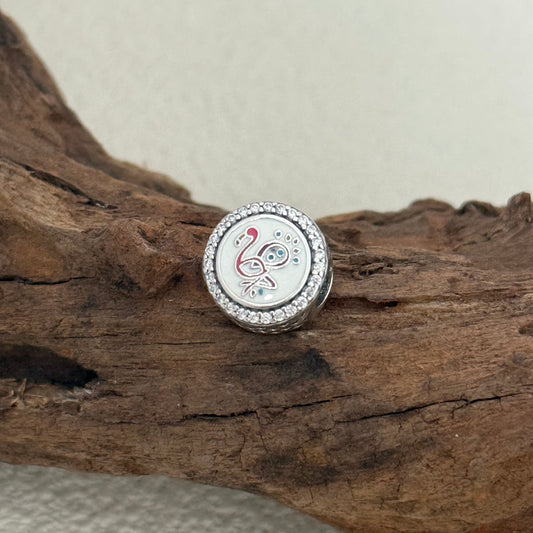 Nassau Logo Flamingo Exclusive Bead Charm S925 Silver for Pandora Bracelet