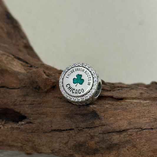 Chicago I Have Irish Roots Ih Shamrock Exclusive Bead Charm S925 Silver for Pandora Bracelet