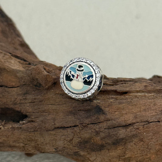 Snowman Smoky Mountains Exclusive Bead Charm S925 Silver for Pandora Bracelet