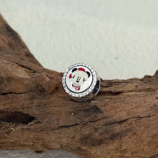 Disney Parks Holiday Christmas Happy Holly Days Mickey Exclusive Bead Charm for Pandora Bracelet