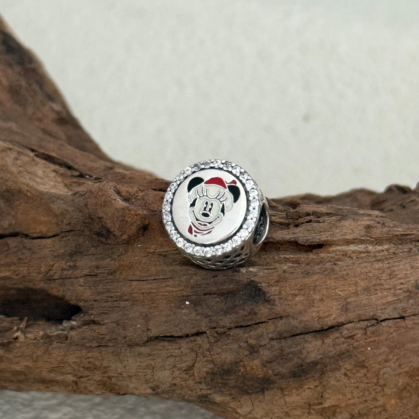 Disney Parks Holiday Christmas Happy Holly Days Minnie Exclusive Bead Charm S925 Silver for Pandora Bracelet