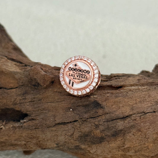 Welcome To Fabulous LAS VEGAS Exclusive Bead Charm Rose Gold for Pandora Bracelet