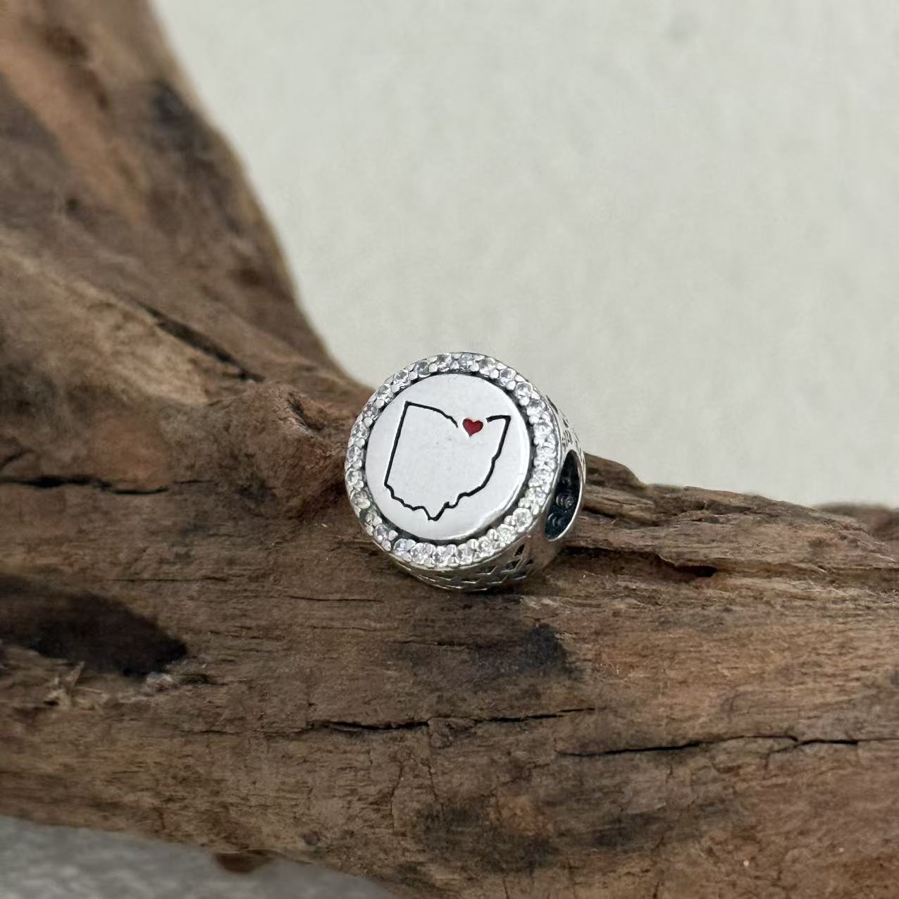 Love Cleveland Ohio Map Exclusive Bead Charm S925 Silver for Pandora Bracelet