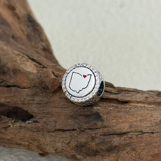 Love Cleveland Ohio Map Exclusive Bead Charm S925 Silver for Pandora Bracelet