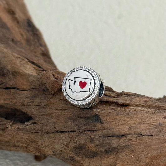 Washington Map Exclusive Bead Charm S925 Silver for Pandora Bracelet