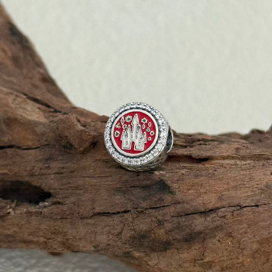 Disney Parks 2022 Merry Christmas Minnie Castle Candy Cane Exclusive Bead Charm for Pandora Bracelet