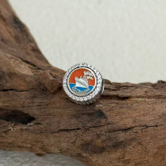 St. Maarten the Friendly Island steamship Exclusive Bead Charm for Pandora Bracelet