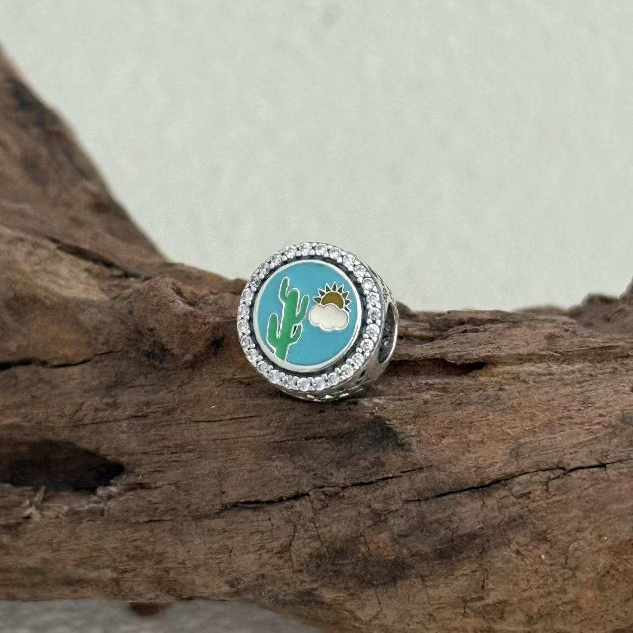 Aruba Island Blue Cactus Exclusive Bead Charm S925 Silver for Pandora Bracelet