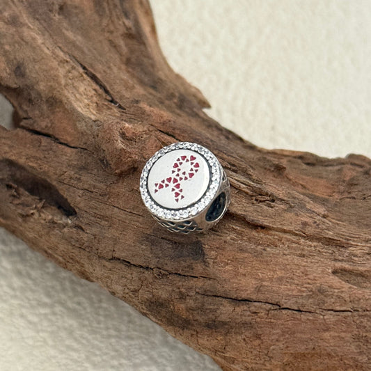 Breast Cancer Ribbon of Strength Hope Exclusive Bead Charm S925 Silver for Pandora Bracelet