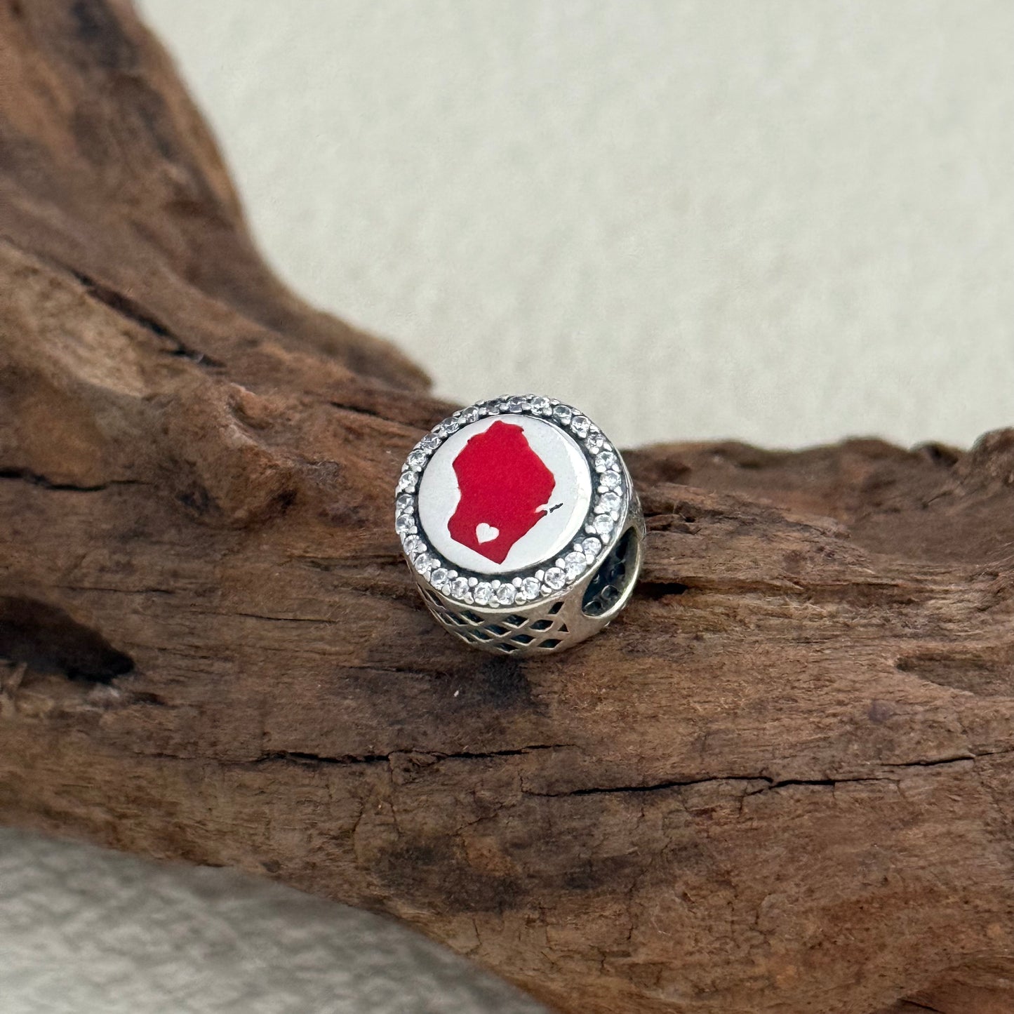 Wisconsin Map Heart Exclusive Bead Charm S925 Silver for Pandora Bracelet