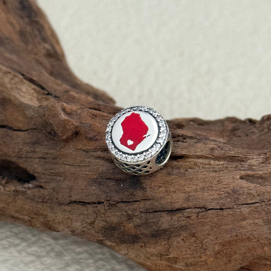 Wisconsin Map Heart Exclusive Bead Charm S925 Silver for Pandora Bracelet