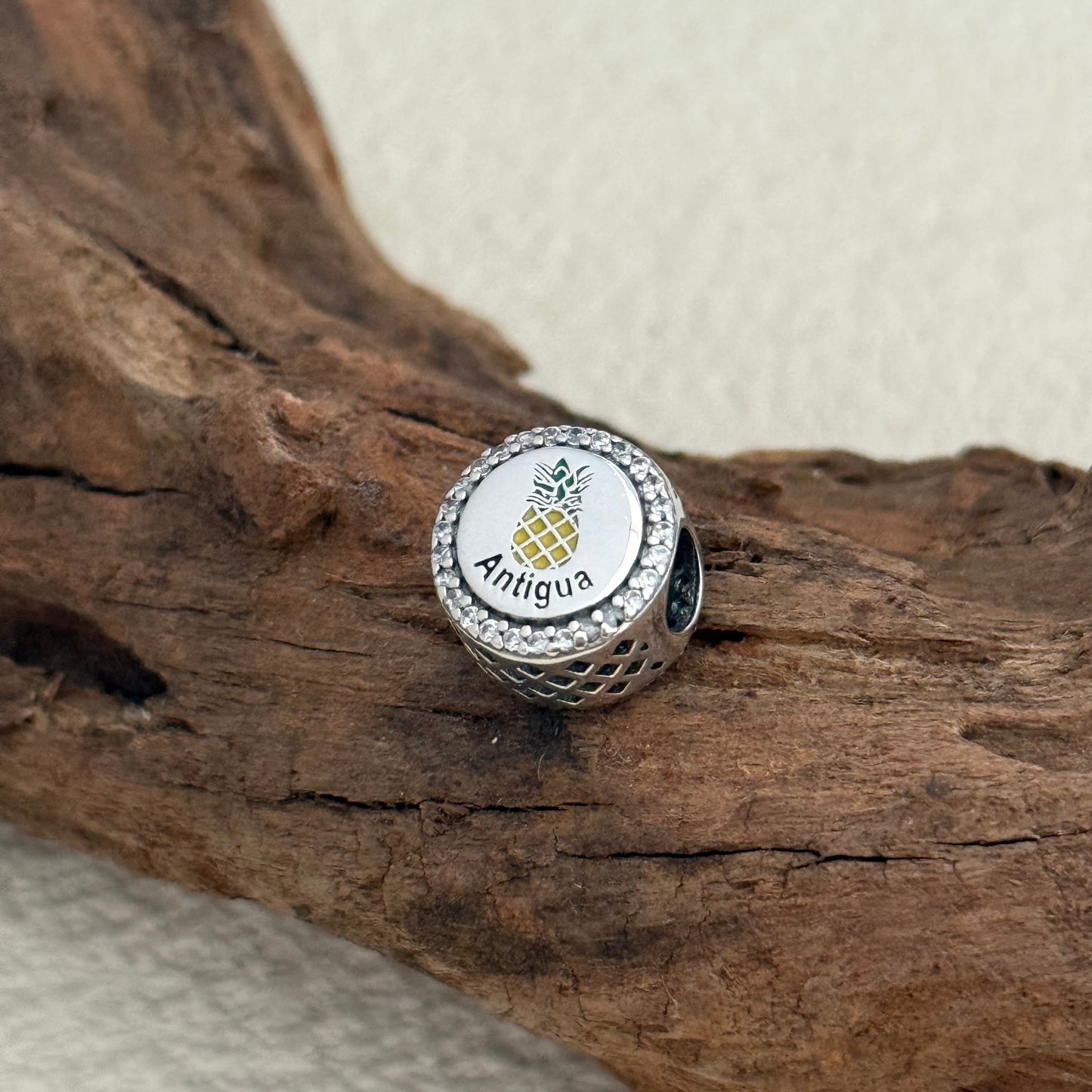Antigua Pineapple Exclusive Bead Charm S925 Silver for Pandora Bracelet