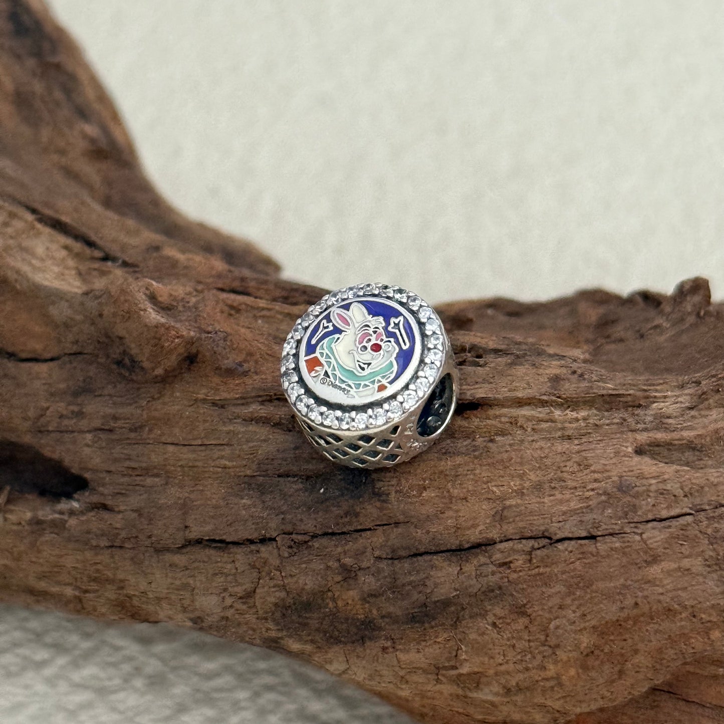 Disney Parks White Rabbit March Hare Bunny Easter Exclusive Bead Charm for Pandora Bracelet
