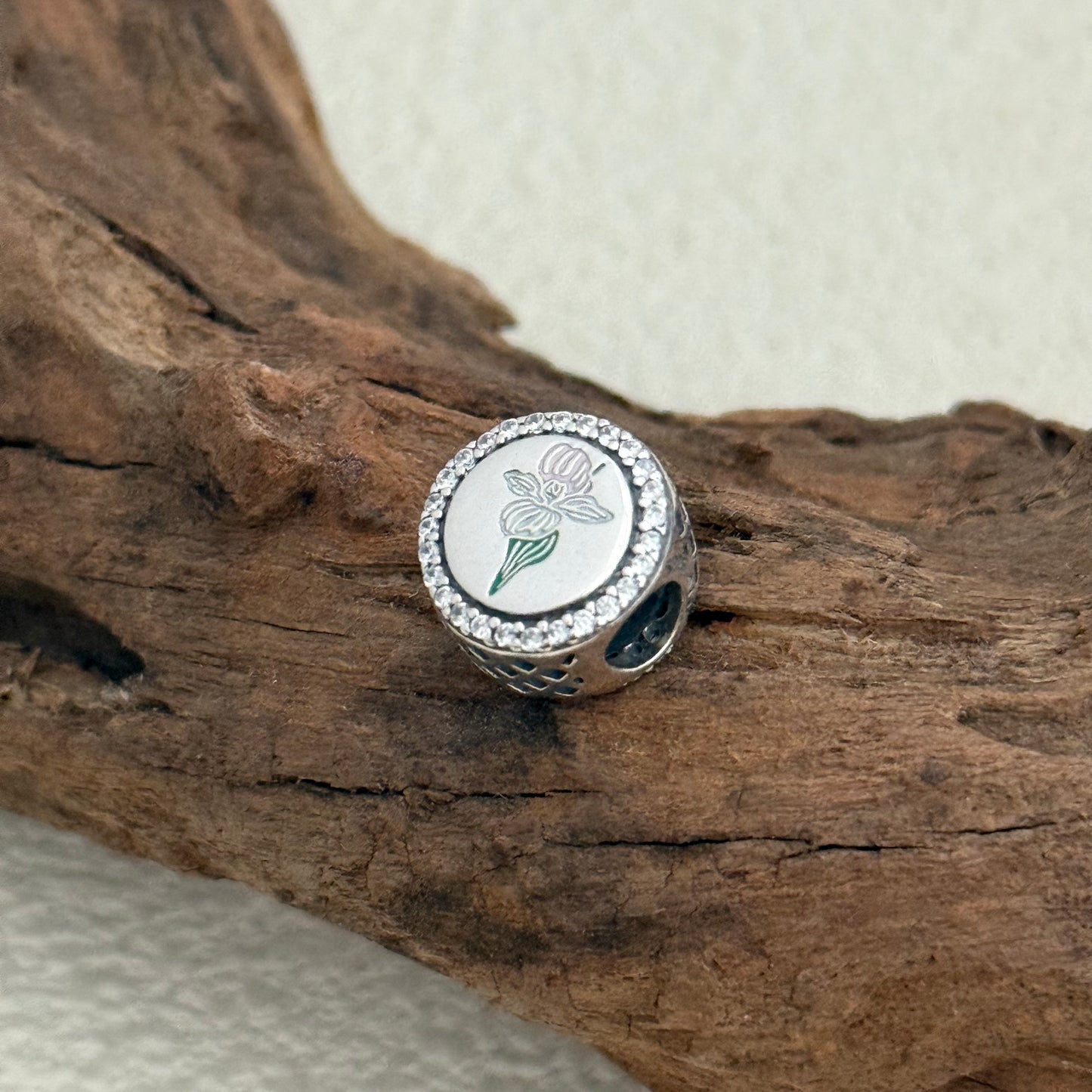 Minnesota The Pink and White Lady's Slipper Flower Exclusive Bead Charm for Pandora Bracelet