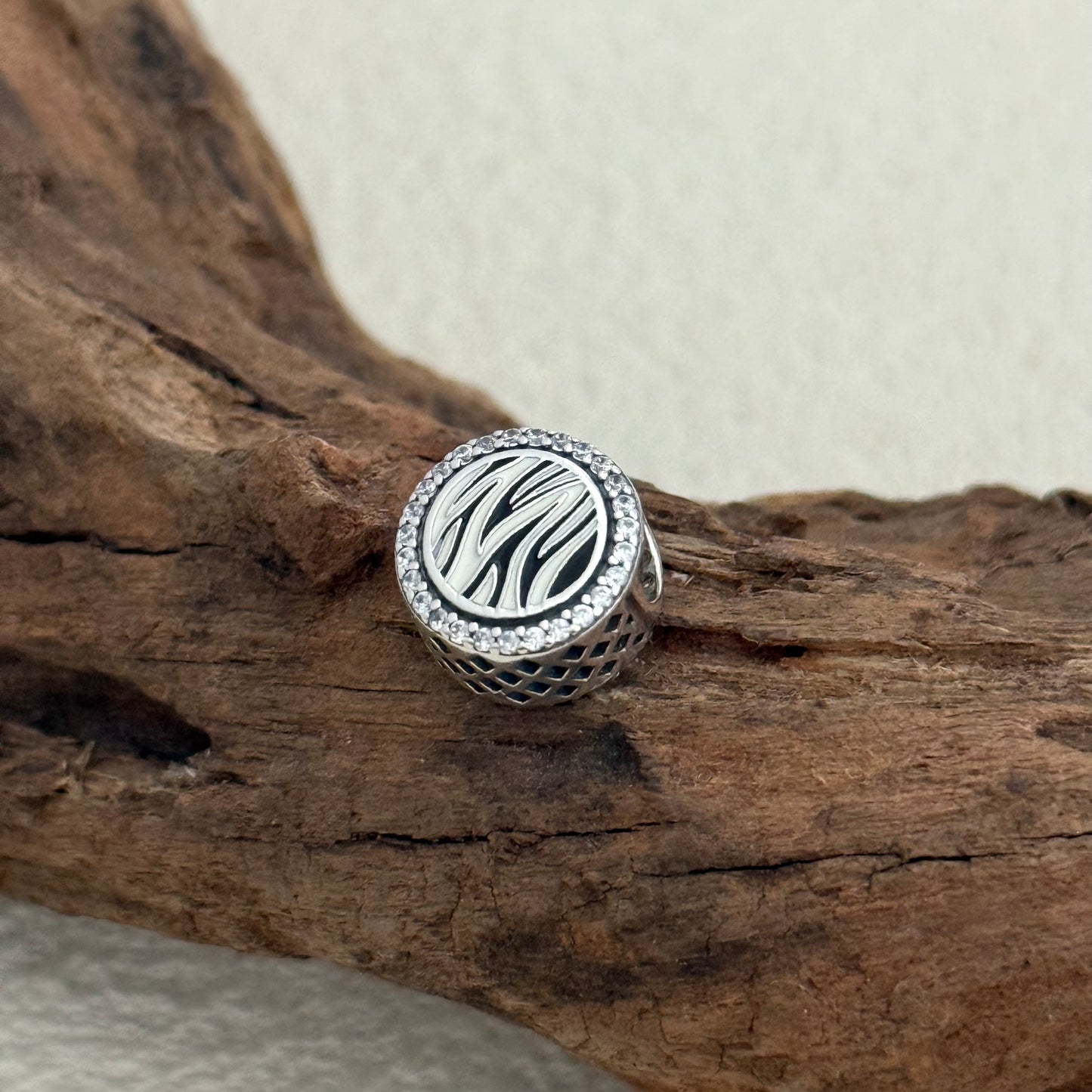 Black Zebra-Stripe Exclusive Bead Charm S925 Silver for Pandora Bracelet