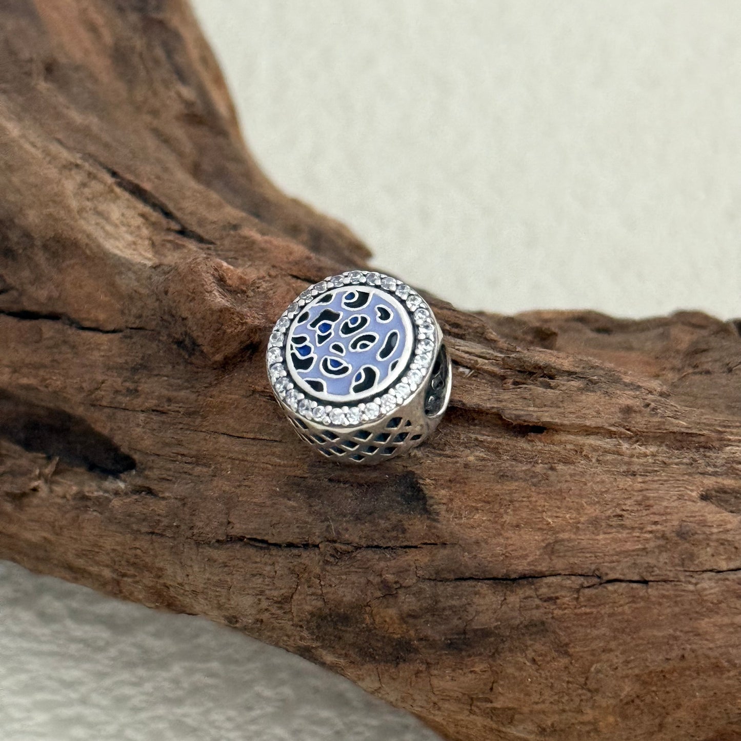 Blue Leopard Print Exclusive Bead Charm S925 Silver for Pandora Bracelet