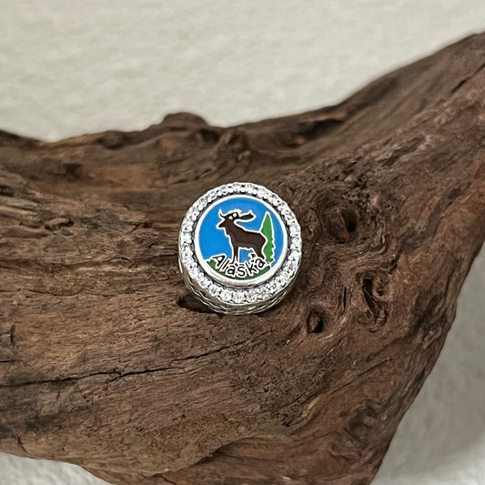 Alaska Engraved Moose Exclusive Bead Charm for Pandora Bracelet