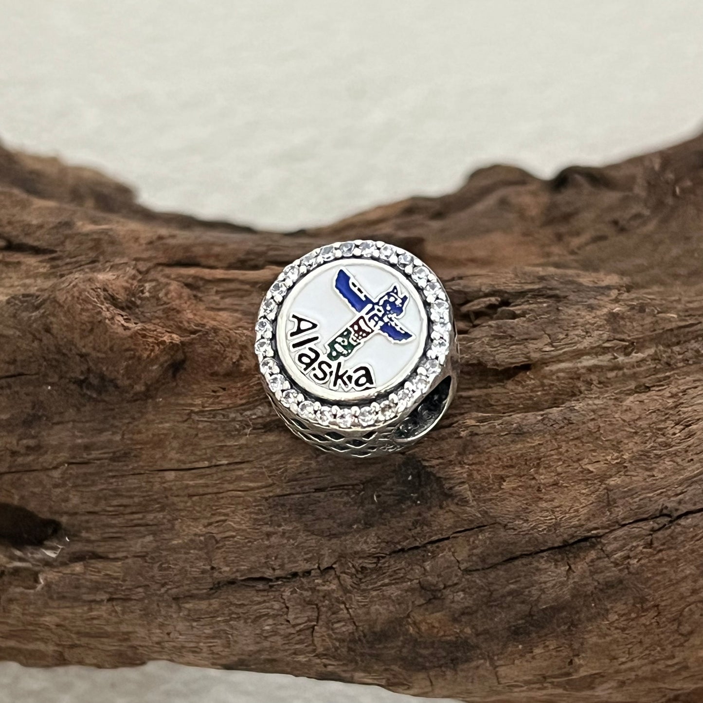 Alaska Flag & Indian totem pole Exclusive Bead Charm for Pandora Bracelet