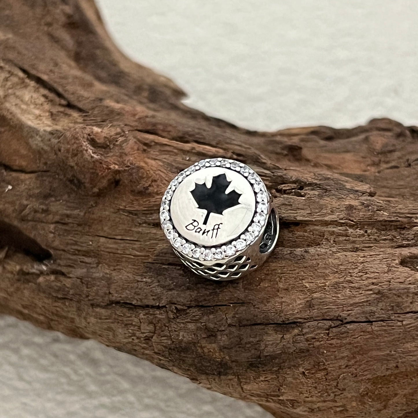 Banff Black Maple Leaf Eh! Exclusive Bead Charm for Pandora Bracelet