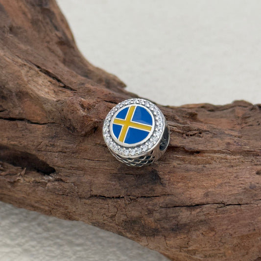 SWEDEN Flag Exclusive Bead Charm S925 Silver for Pandora Bracelet