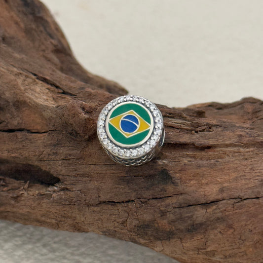 Brazil Flag Exclusive Bead Charm S925 Silver for Pandora Bracelet