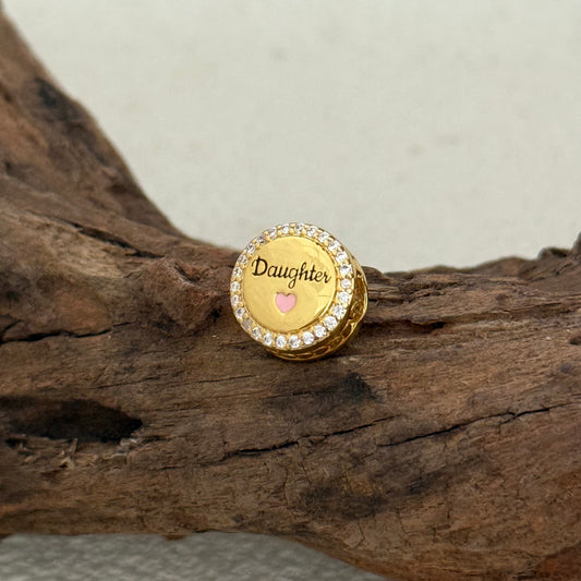 Love Daughter Exclusive Bead Charm Gold plating for Pandora Bracelet