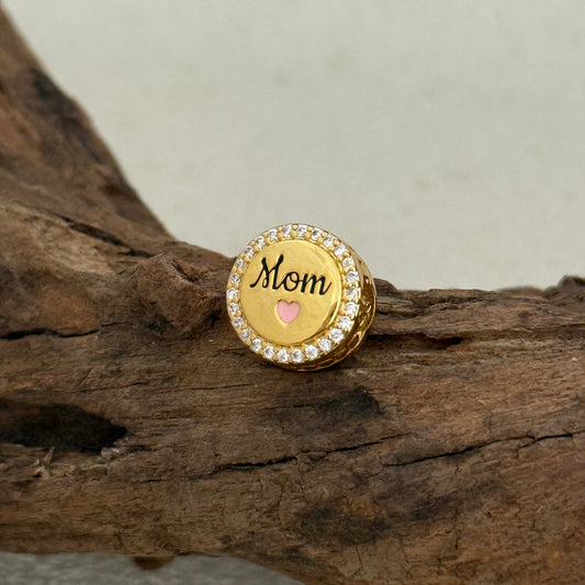 Love Mom Exclusive Bead Charm Gold plating for Pandora Bracelet