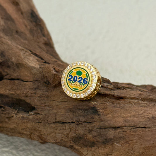 Brazil Soccer 2026 World Cup Exclusive Dangle Charm for Pandora Bracelet- Gold plating