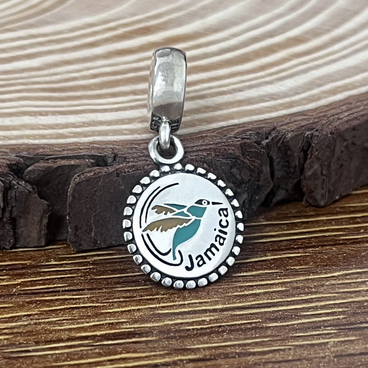 Jamaica Red-billed Streamertail humming bird Exclusive Dangle Charm Pendant for Pandora Bracelet