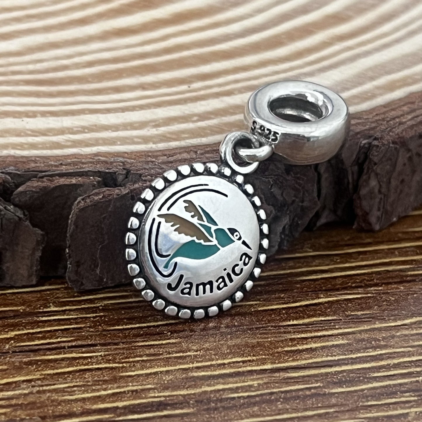 Jamaica Red-billed Streamertail humming bird Exclusive Dangle Charm Pendant for Pandora Bracelet