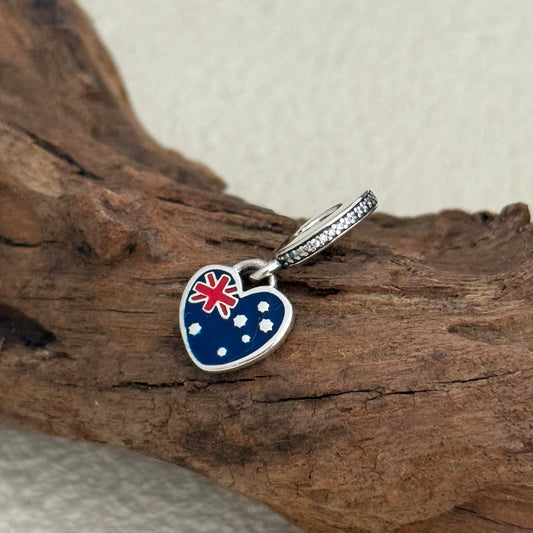 Australia flag I Love AUS Exclusive Heart Dangle Charm for Pandora Bracelet