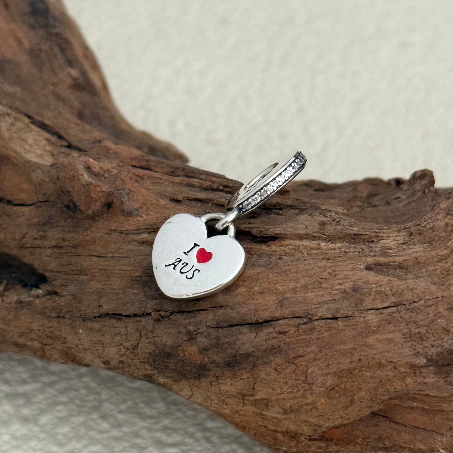 Australia flag I Love AUS Exclusive Heart Dangle Charm for Pandora Bracelet