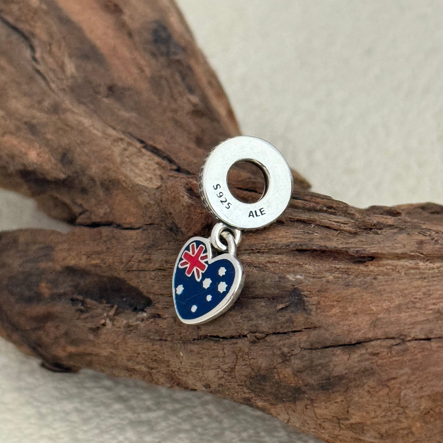 Australia flag I Love AUS Exclusive Heart Dangle Charm for Pandora Bracelet