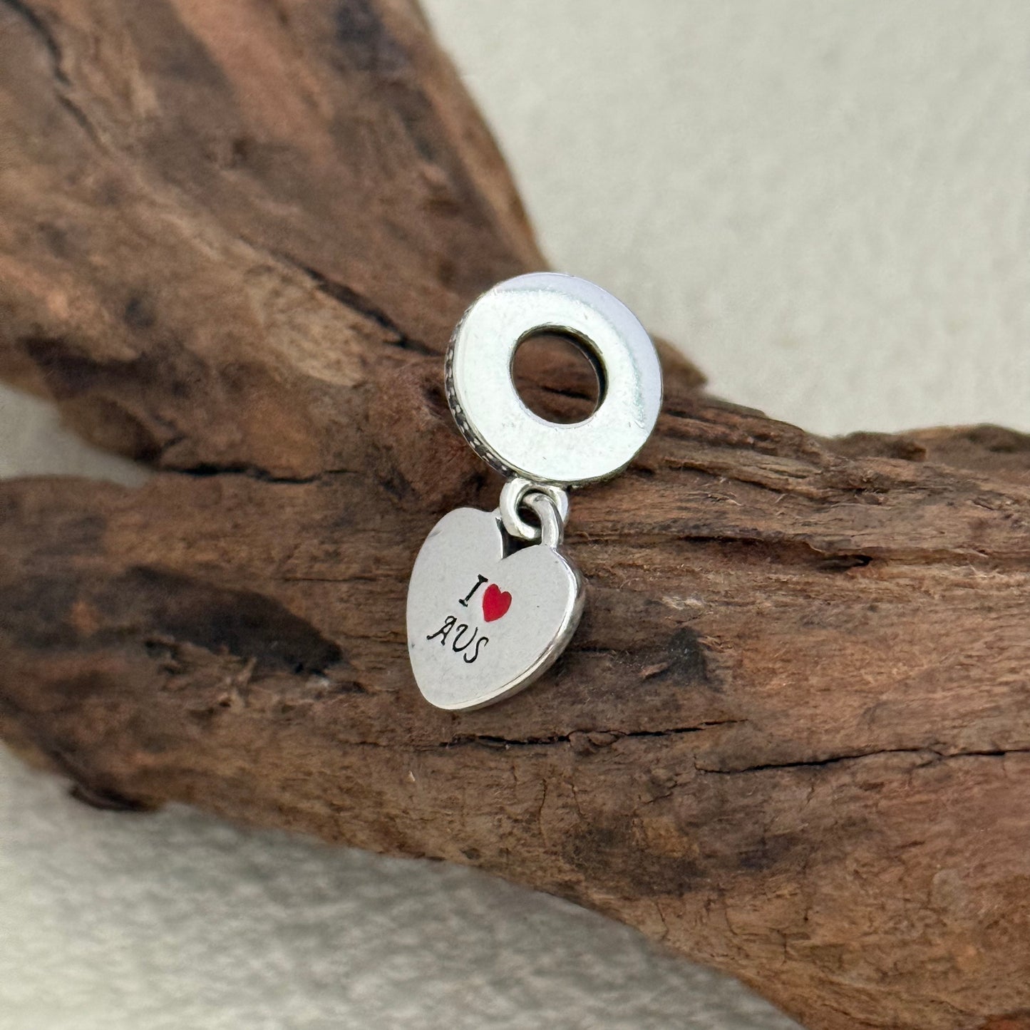 Australia flag I Love AUS Exclusive Heart Dangle Charm for Pandora Bracelet