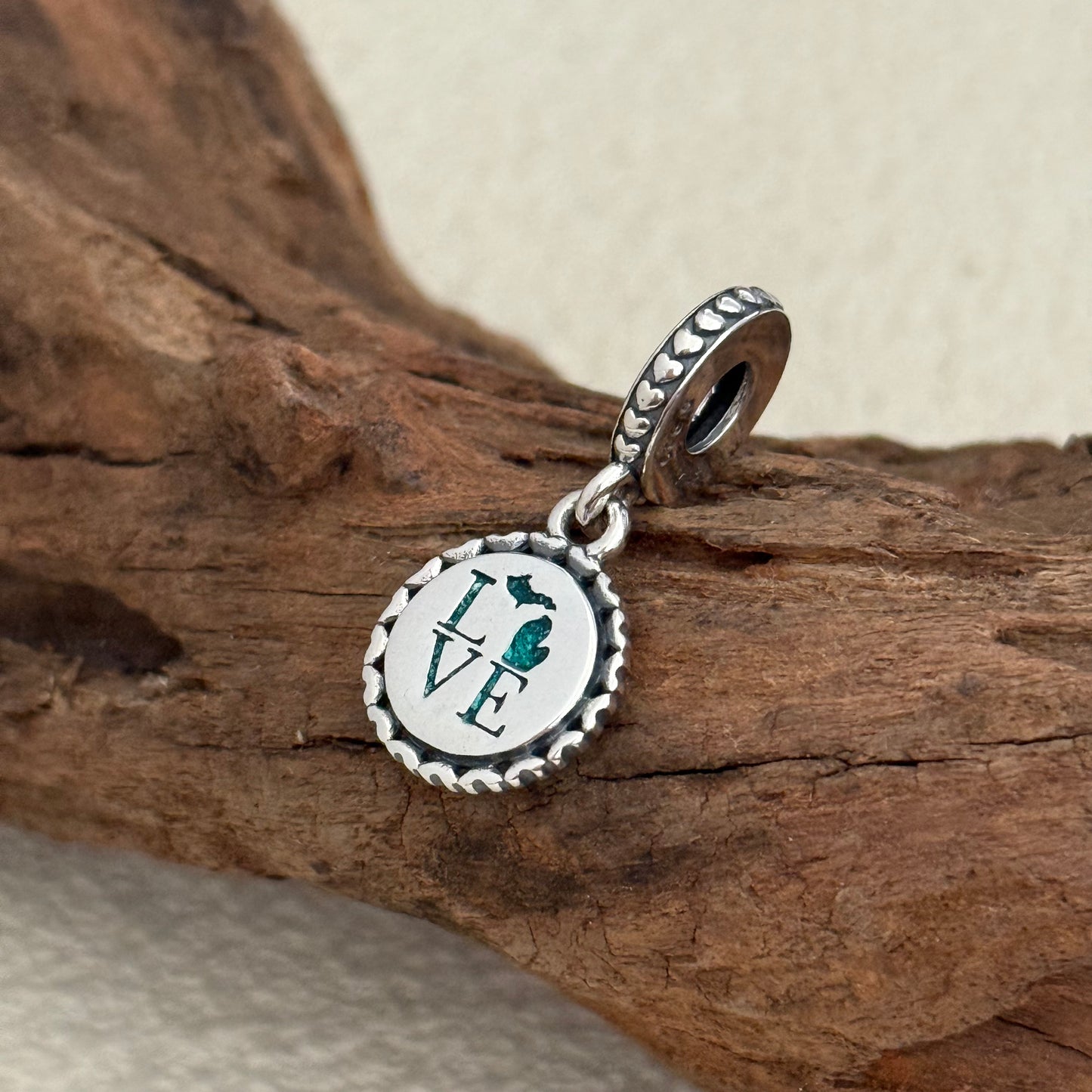I Love Michigan Exclusive Dangle Charm Pendant for Pandora Bracelet