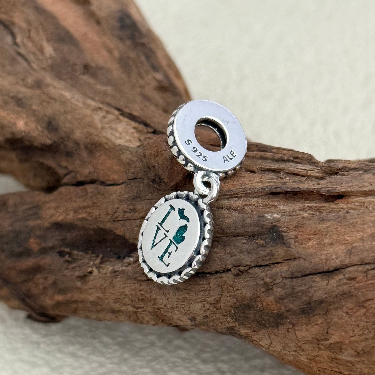I Love Michigan Exclusive Dangle Charm Pendant for Pandora Bracelet