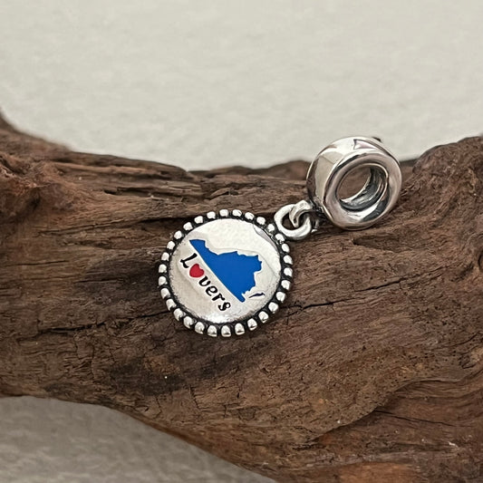 Virginia Map Lovers Exclusive Blue Dangle Charm Pendant for Pandora Bracelet