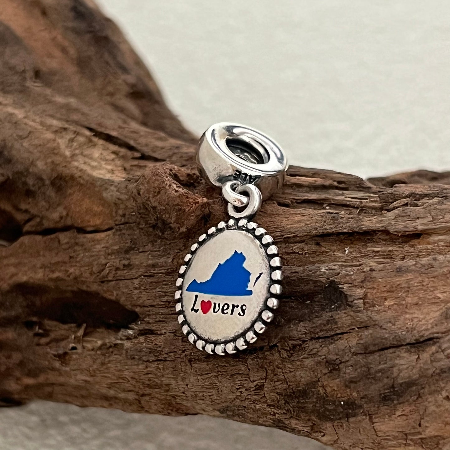 Virginia Map Lovers Exclusive Blue Dangle Charm Pendant for Pandora Bracelet