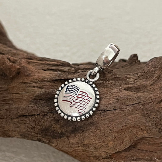 Waving USA Flag Exclusive Dangle Charm for Pandora Bracelet