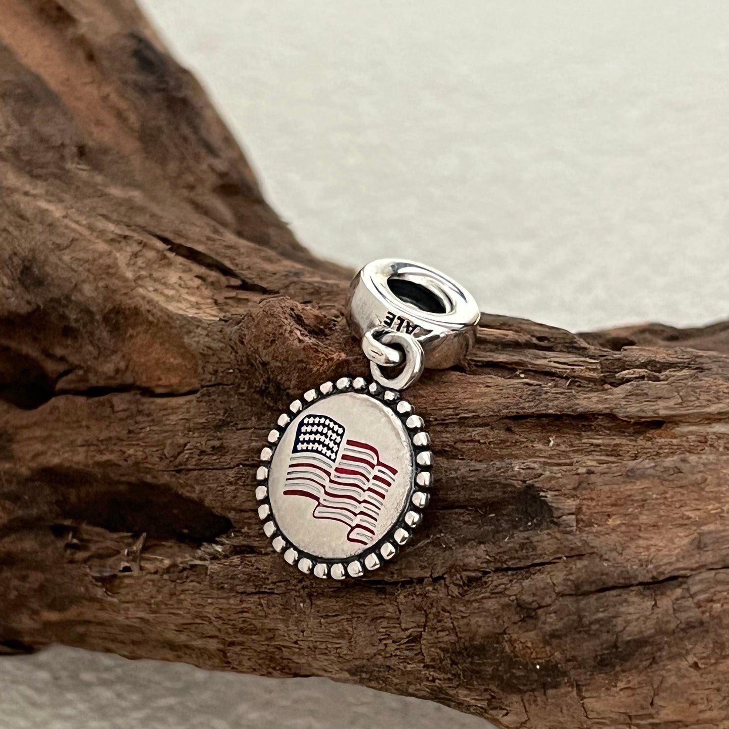 Waving USA Flag Exclusive Dangle Charm for Pandora Bracelet