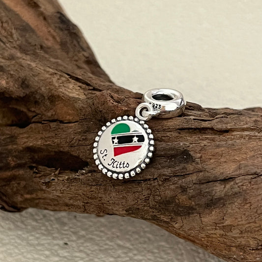 The Federation of Saint Kitts and Nevis Flag Exclusive Dangle Charm  Pendant for Pandora Bracelet