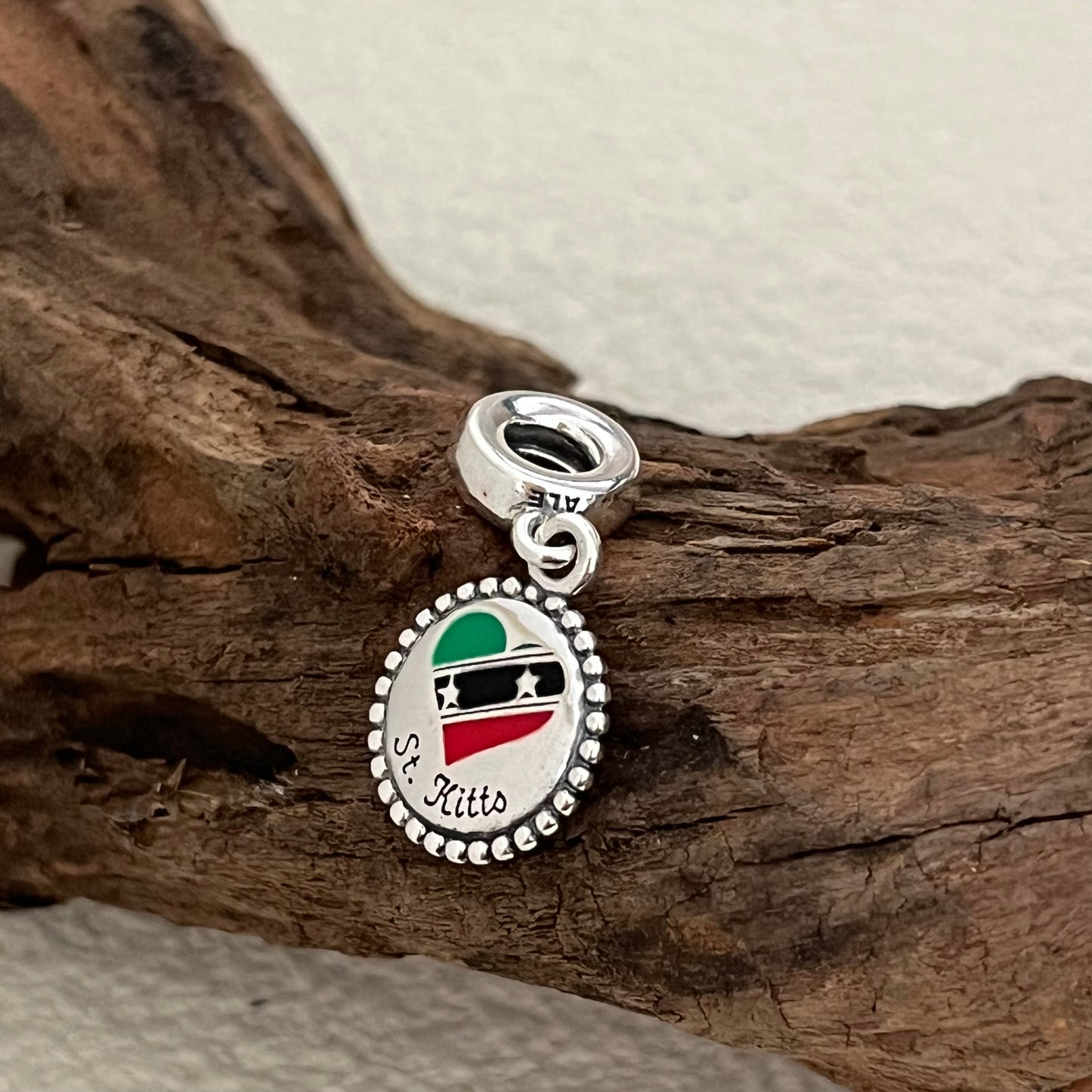 The Federation of Saint Kitts and Nevis Flag Exclusive Dangle Charm  Pendant for Pandora Bracelet