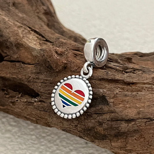 Pride Rainbow Heart Exclusive Dangle Charm Pendant for Pandora Bracelet