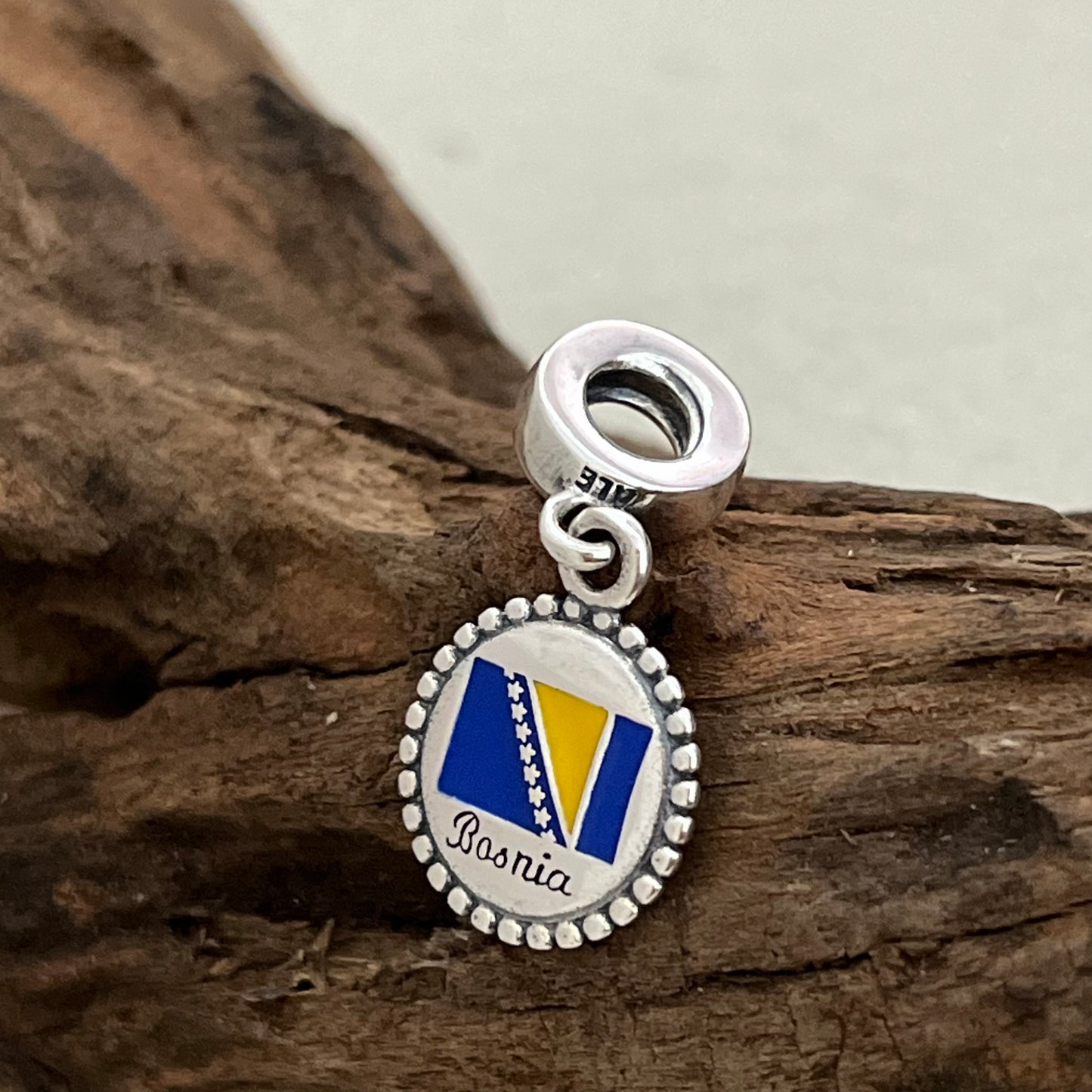 Bosnia and Herzegovina Flag Exclusive Dangle Charm Pendant for Pandora Bracelet