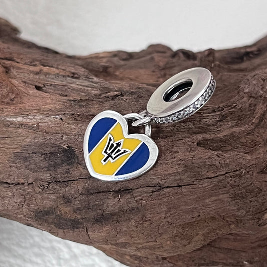 Barbados Flag Exclusive Dangle Charm Pendant for Pandora Bracelet