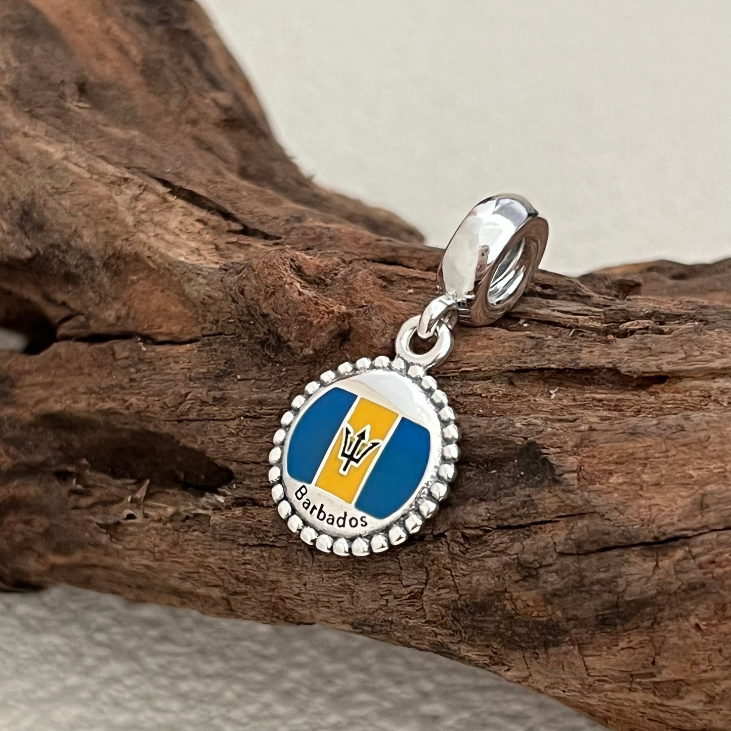 Barbados Flag Exclusive Dangle Charm Pendant for Pandora Bracelet