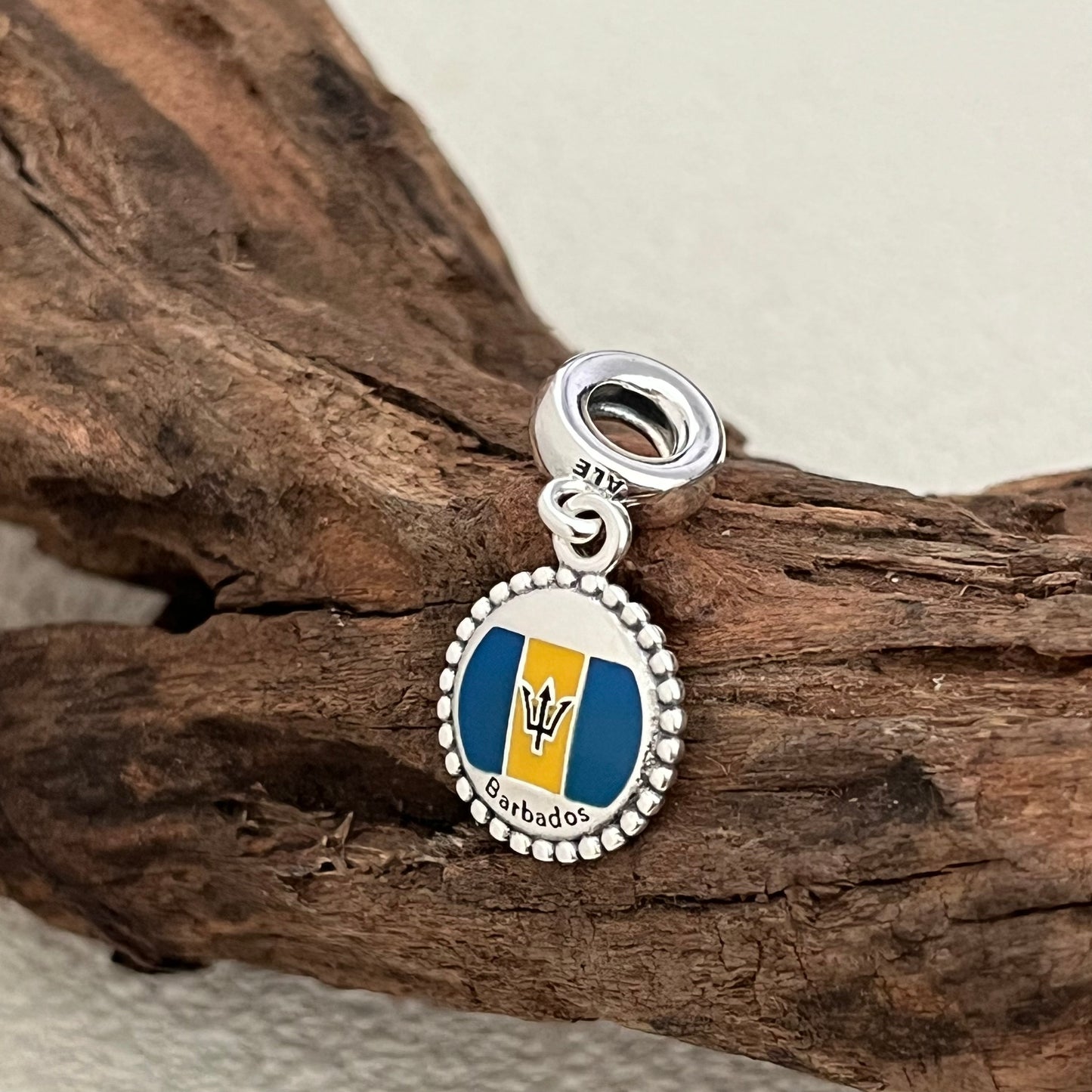 Barbados Flag Exclusive Dangle Charm Pendant for Pandora Bracelet